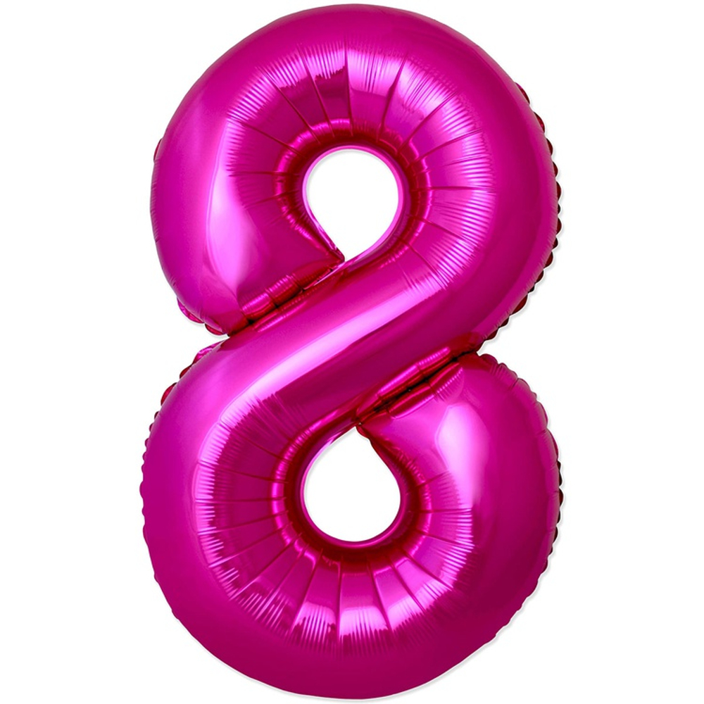 Шар фольгированный Цифра 8 101 см (Фуксия)