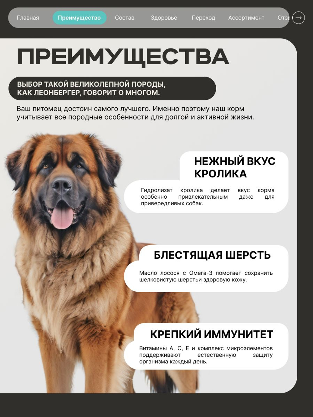 Корм для взрослых собак породы Леонбергер, с кроликом, 3 кг, QUATTRO