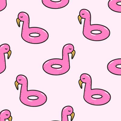 детский паттерн с надувными фламинго