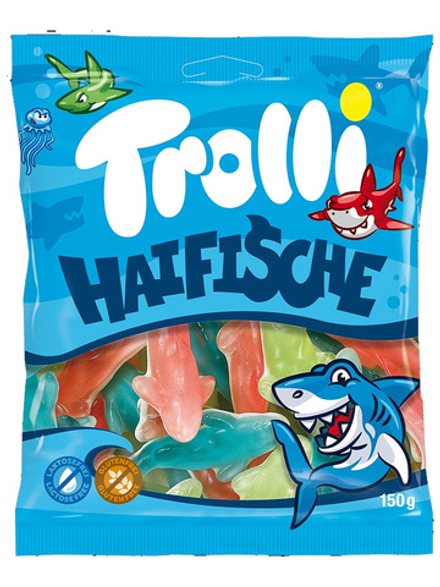 Немецкий мармелад Trolli Haifische "Акулы"150 г., со вкусами малины и тутти-фрутти
