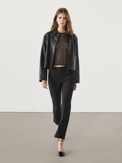 Massimo Dutti Укороченный свитер ажурной вязки, черный