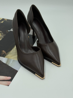 Туфли женские экокожа арт. 193-4 цвет "коричнево-бордовый"