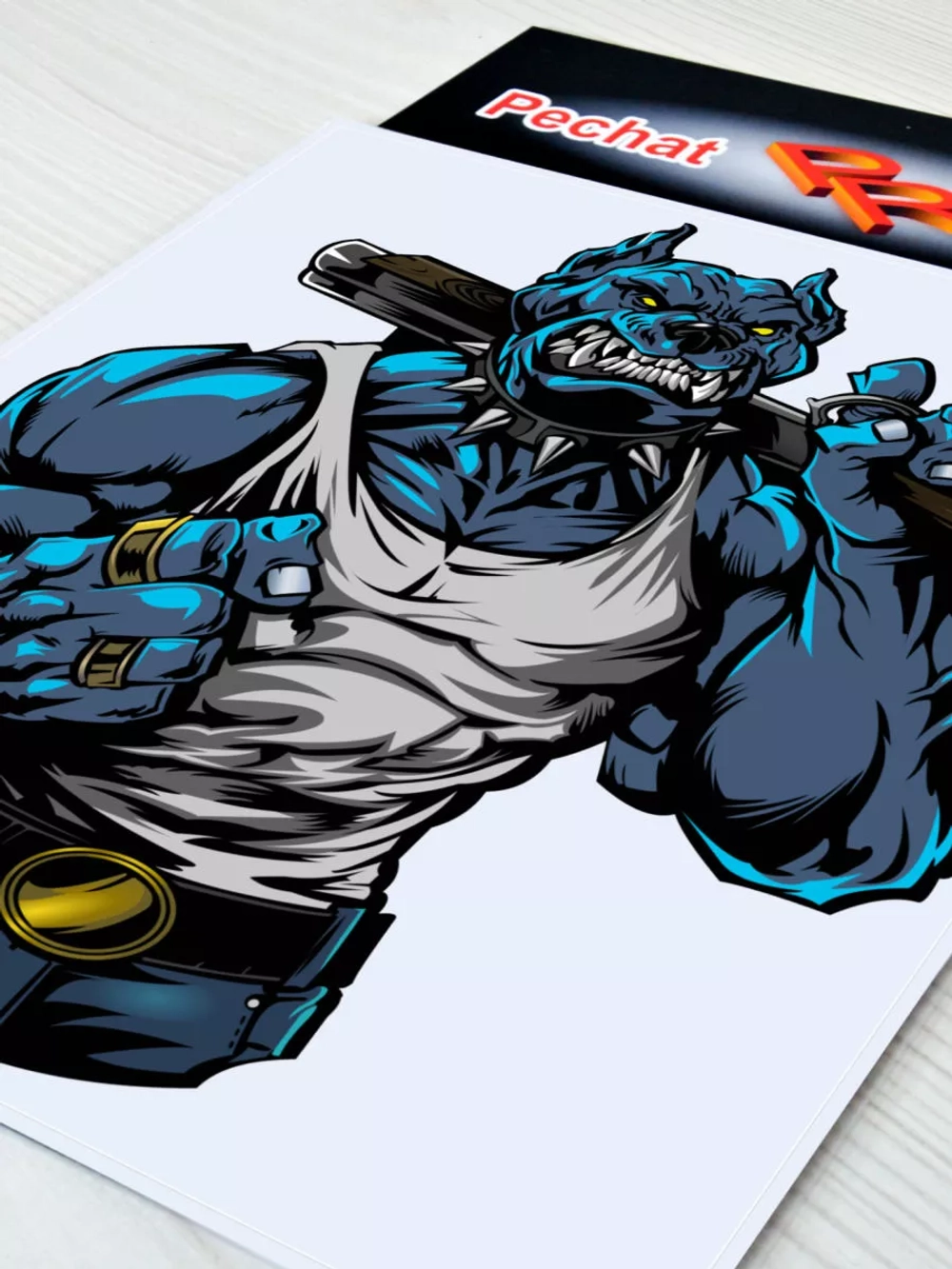 Наклейка - Мощный пес с обрезом