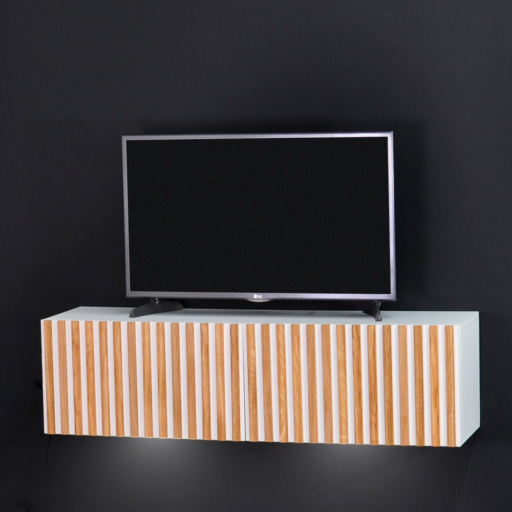 тумба под телевизор, тумба лофт напольная Нью-Йорк с рейками