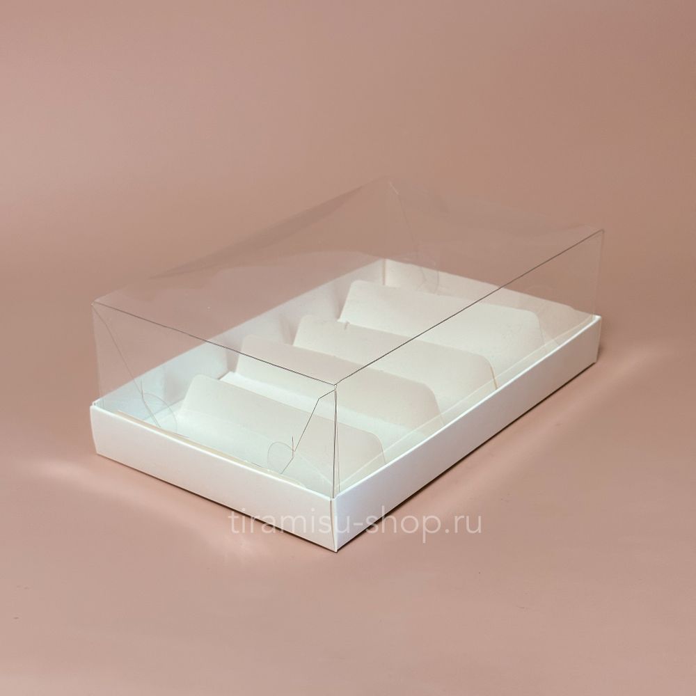 Коробка на 5 эклеров / пирожных с прозрачной крышкой, 22 х 13,5 х 7 см