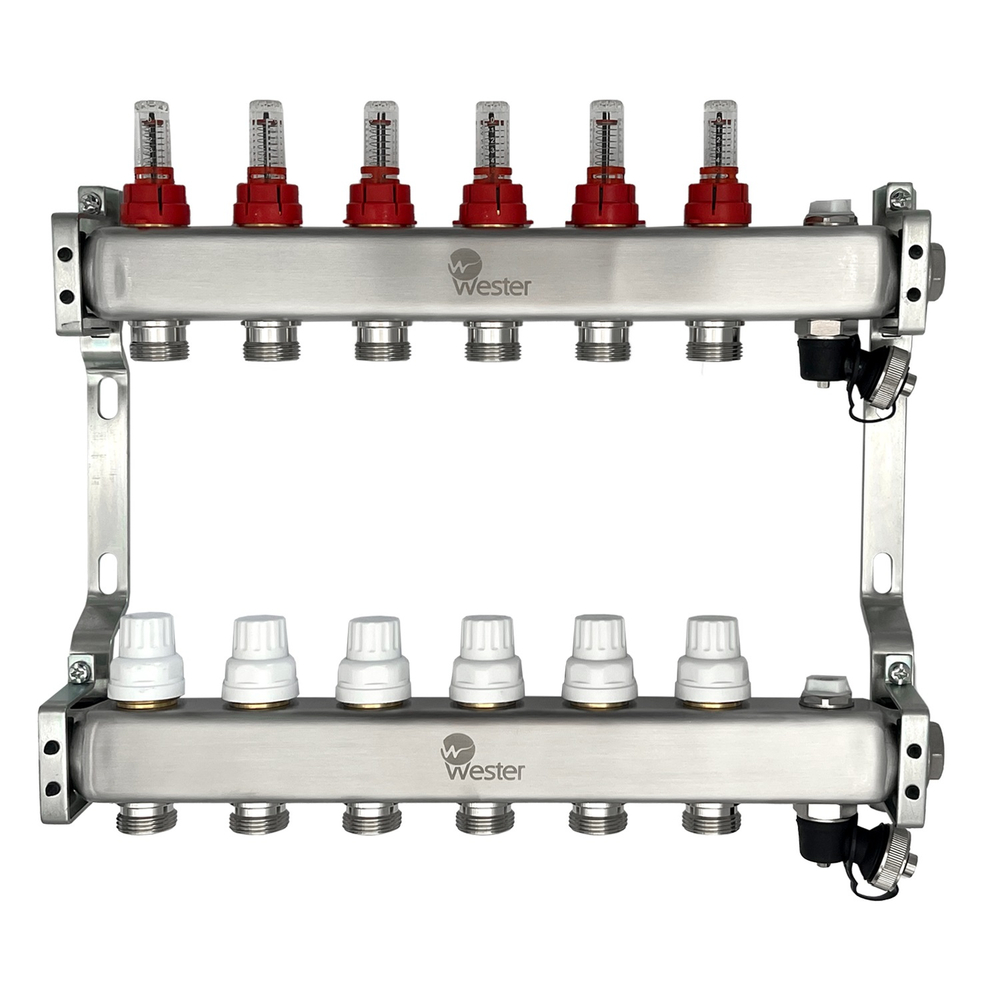 Коллектор с расходамерами 1"-3/4" - 6 вых. Wester MUFS