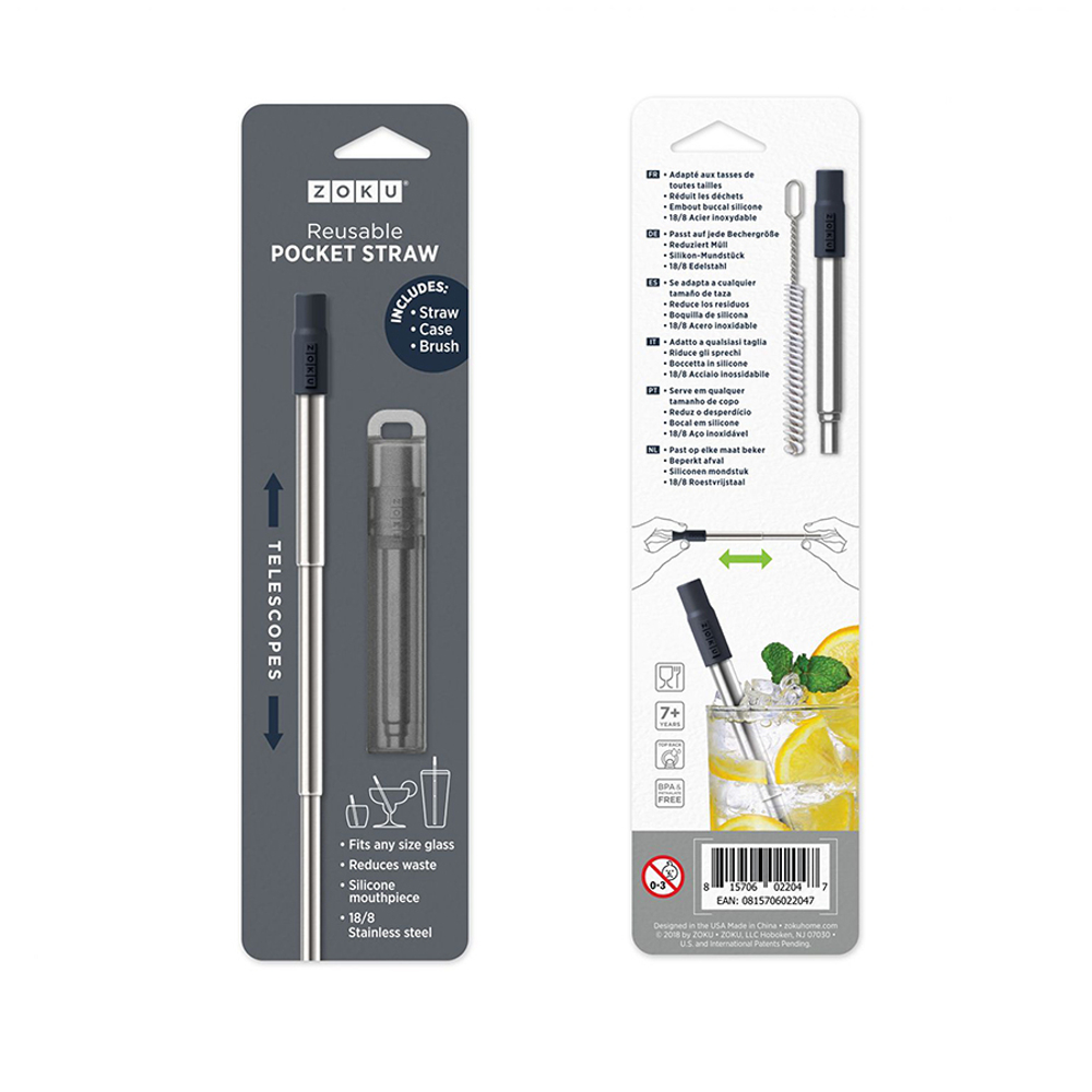 Соломинка из нержавеющей стали Zoku серая