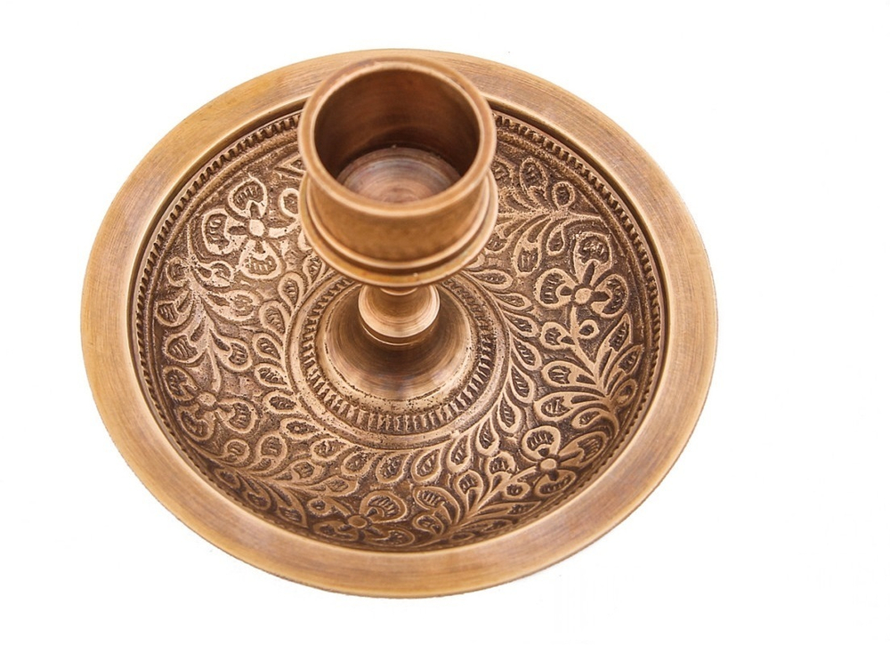 Подсвечник (полиш), цвет золотистый, латунь, 10х10х7 см