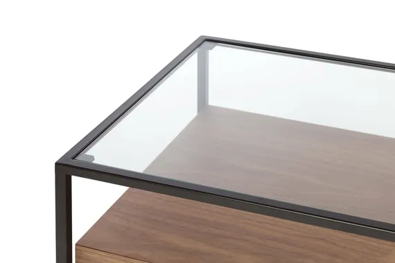 ТВ-консоль Sherwood 150х40 см, шпон ореха, стекло