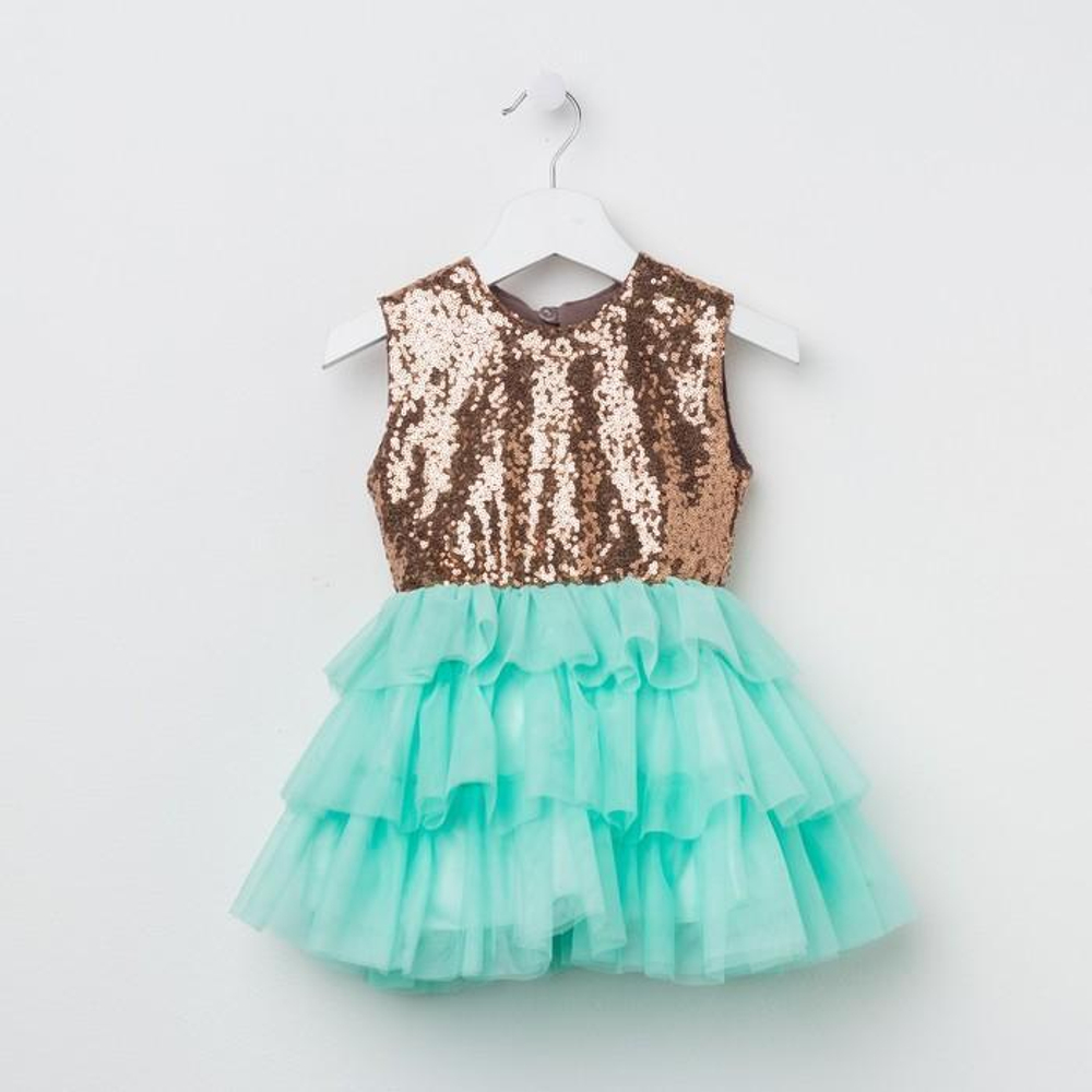 Платье детское KAFTAN, рост 86-92 см (28), золотой/бирюзовый