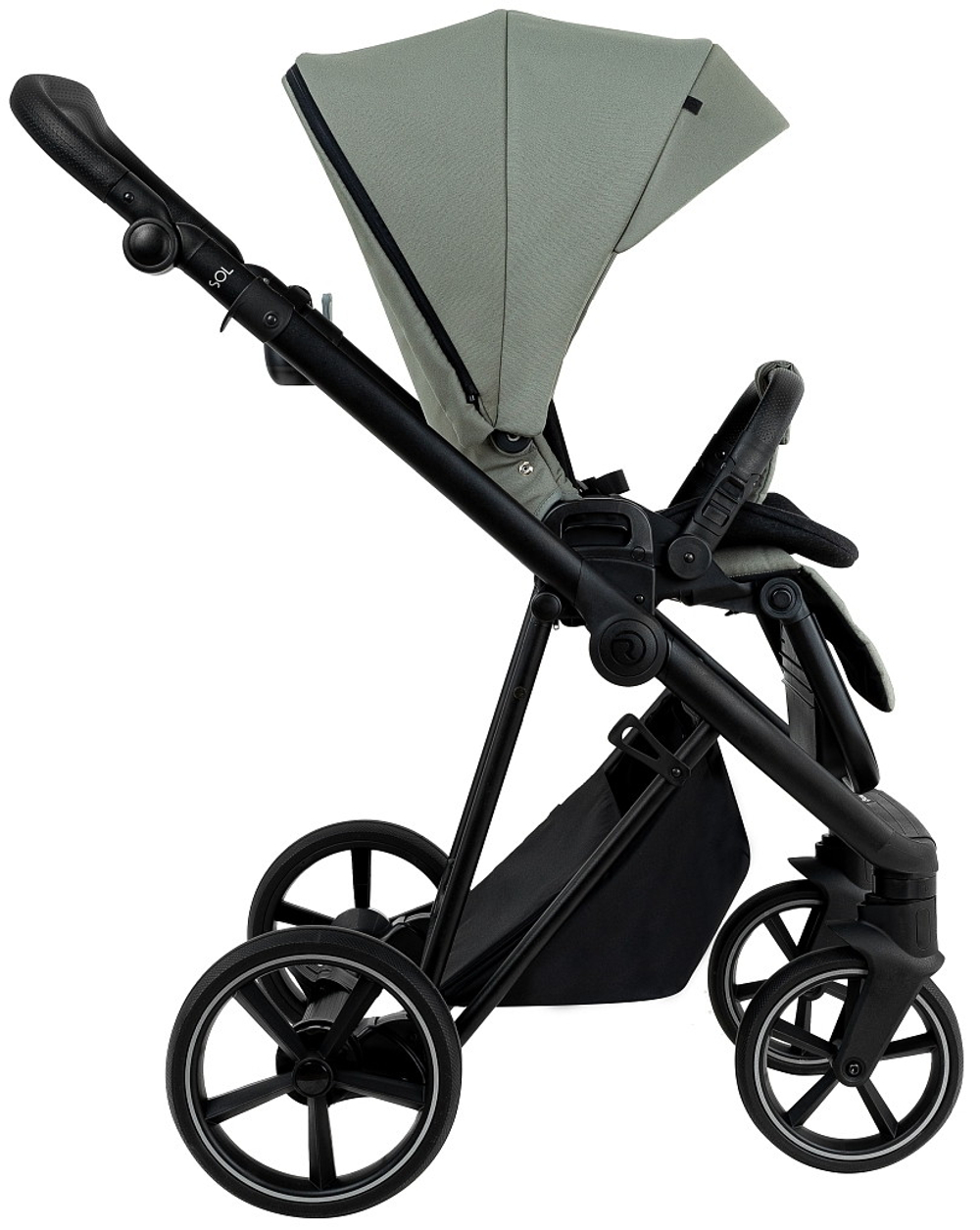 Детская коляска Roan Sol 2.0 3 в 1 с автокреслом Pituso Baesa Pro Black SLL/33/T Sage Green/Black/руч.Black