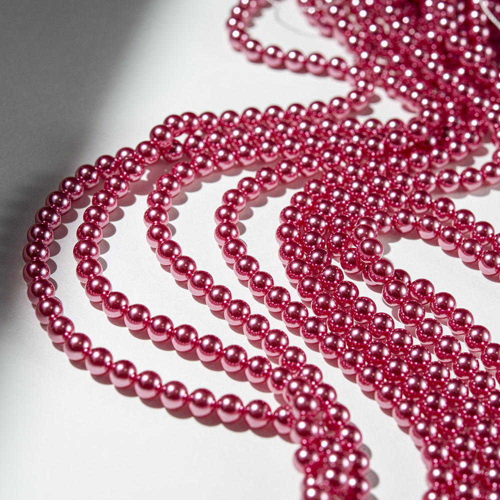 Хрустальный жемчуг, оттенок "Metalic Pink", шар 6мм, улучшенное покрытие