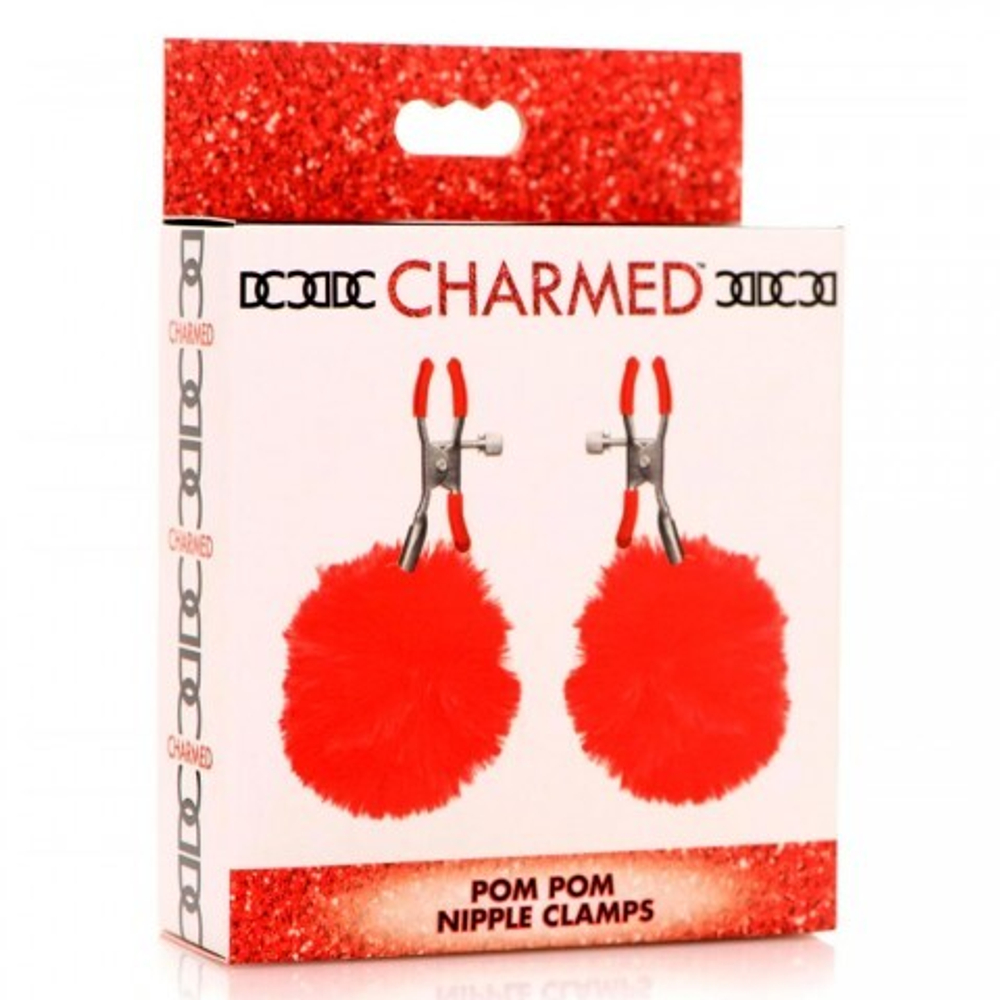 Зажимы для сосков Charmed Pom Pom Nipple Clamp, красный, 11.4 см