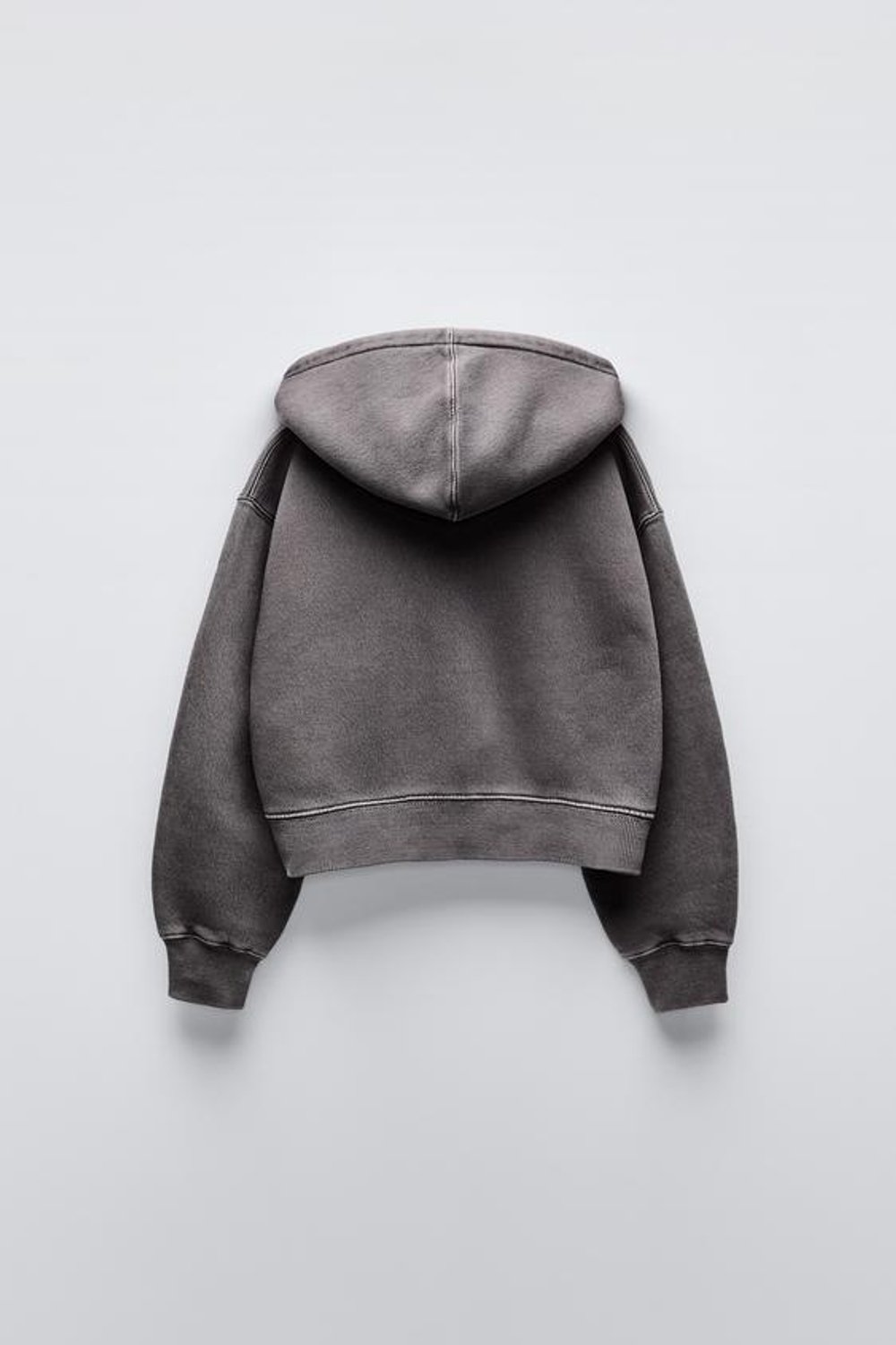 ZARA ХУДИ С ЭФФЕКТОМ ПОТЕРТОСТИ И НАДПИСЬЮ, АНТРАЦИТОВО-СЕРЫЙ