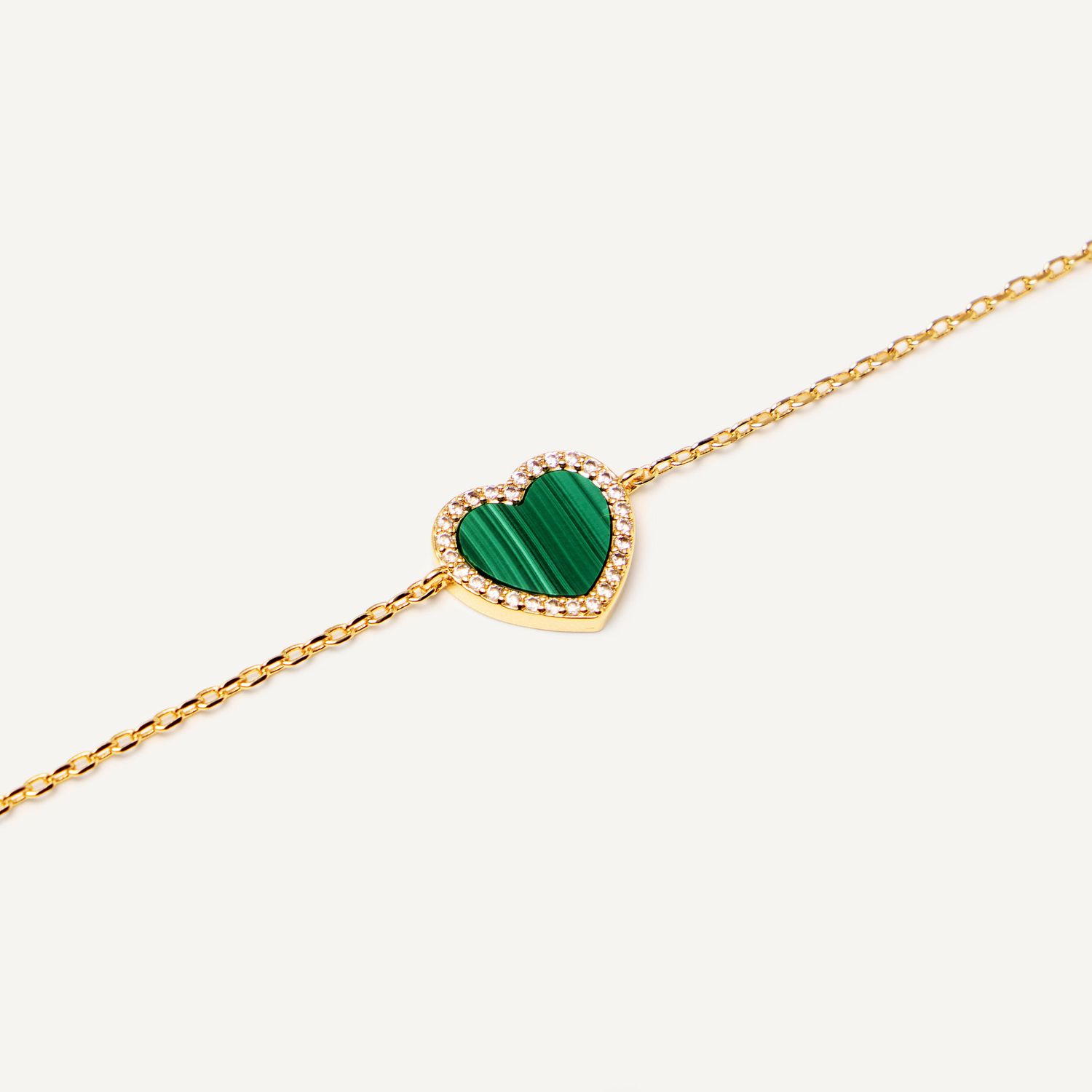 Браслет Malachite Heart Bracelet - Gold