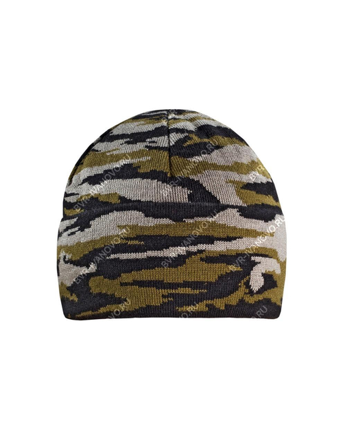 Шапка вязаная 2-х нитка с отворотом (зеленый КМФ)