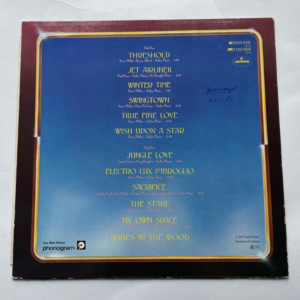 Винтажная виниловая пластинка LP The Steve Miller Band Book Of Dreams (Германия 1977)