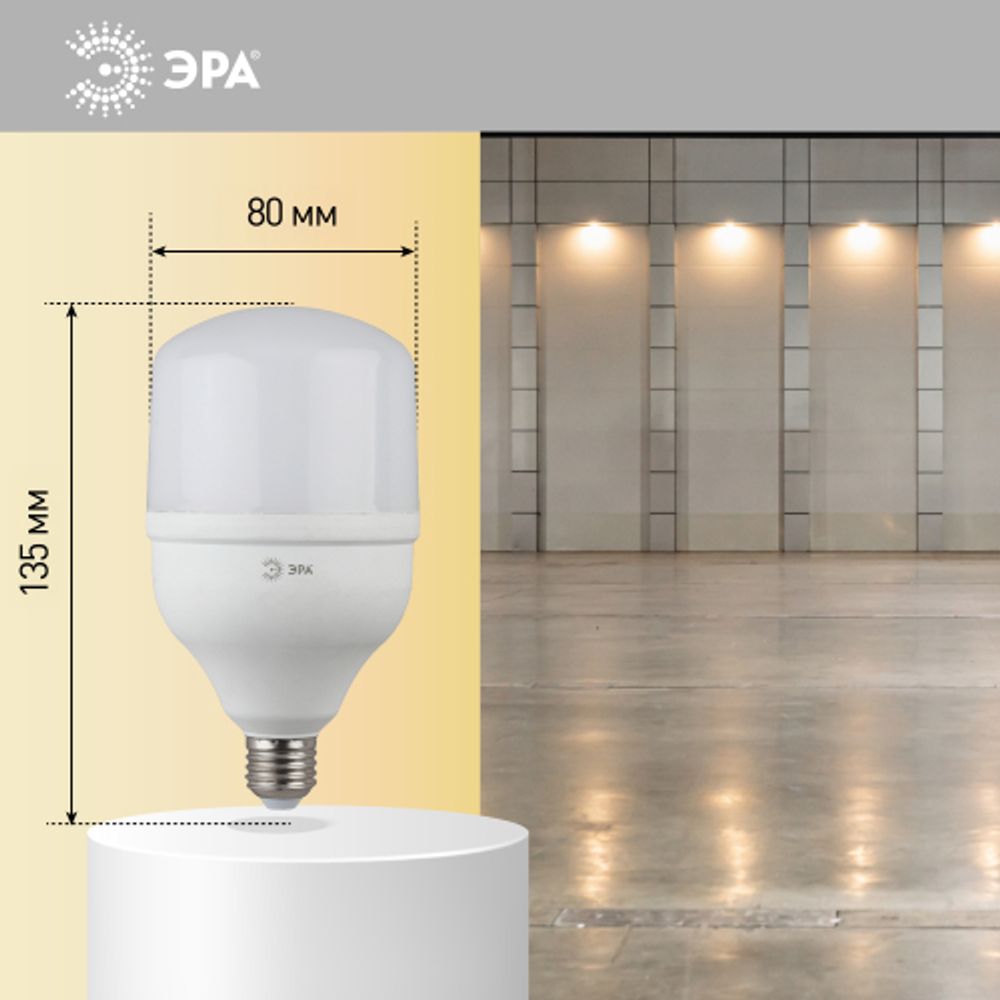 Лампа светодиодная POWER ЭРА STD LED T100-30W-2700-E27 30Вт колокол теплый белый свет Е27
