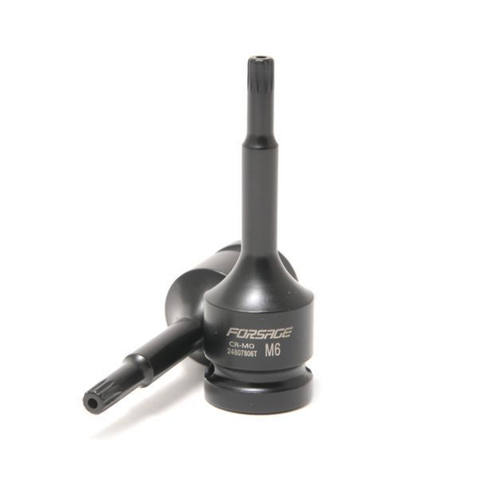 Головка-бита SPLINE глубокая ударная1/2'', M6 с отверстием Forsage F-24807806T