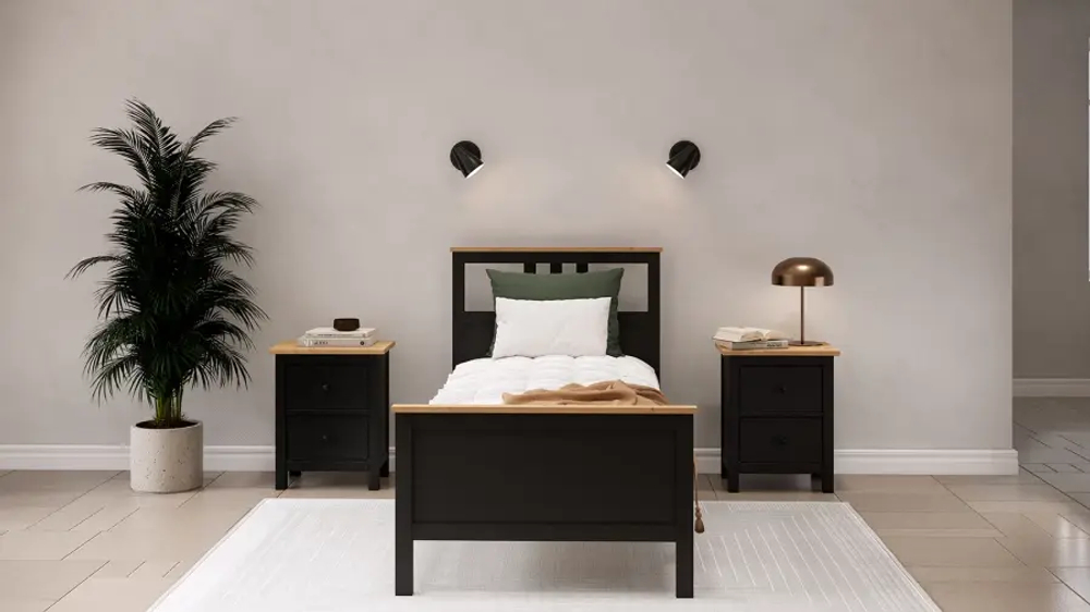 Кровать - аналог IKEA HEMNES / ХЕМНЭС/ ХЕМНЕС / КЫМОР / ИКЕА 90х200 см, черный/светло-коричневый