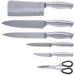 Набор ножей «SHEF» 7предметов (5ножей+ножницы+подставка), молочный