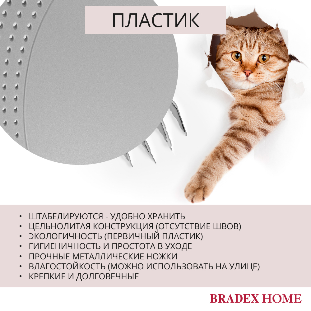 Стул пластик Wave серый с черными ножками