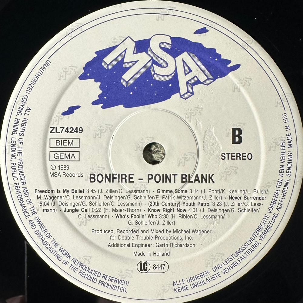 Bonfire ‎– Point Blank (Европа 1989г.)
