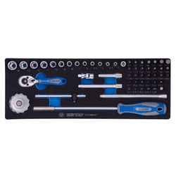 KING TONY (2553MRV01) Набор торцевых головок с принадлежностями 1/4", 6-гранные, 4-14 мм, 55 предметов