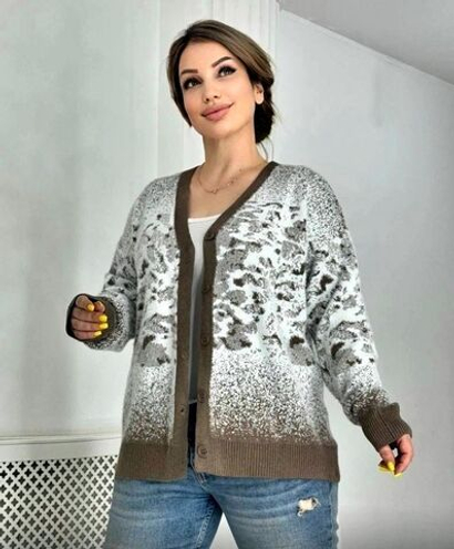 Кофта женская Альпака, размер 50-58, цвет коричневый