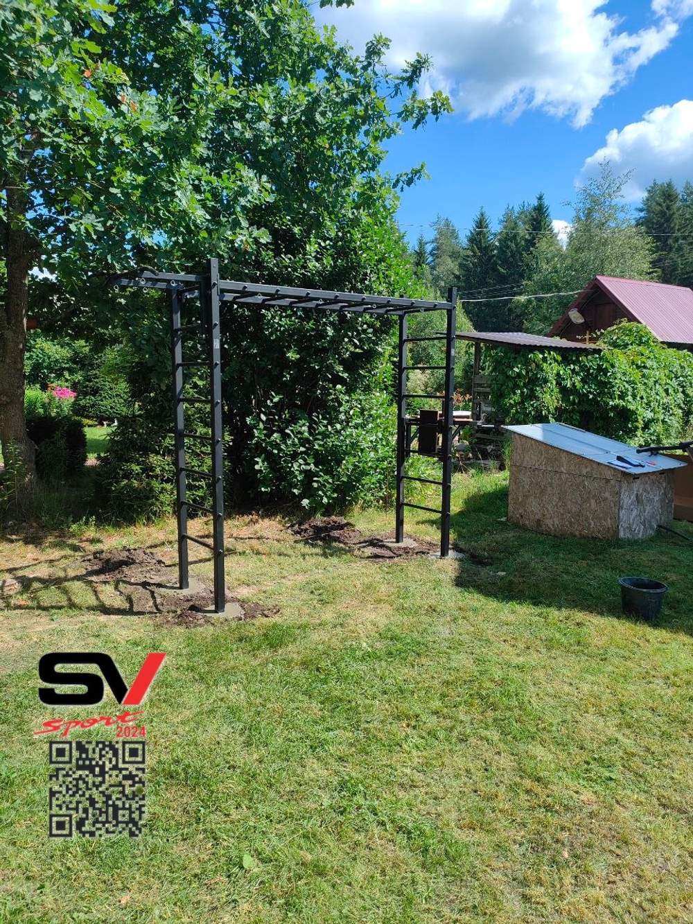 Монтаж уличной шведской стенки Sv Sport Рукоход (4 вертикальных столба)