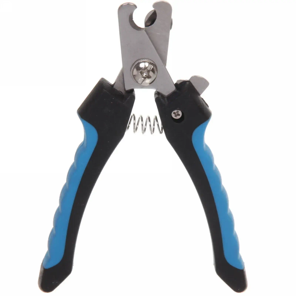 Когтерез для животных «ЗООУЛЬТРА», пружинный механизм, ручки прорезиненные - волна, цвет чёрный / голубой, 12см