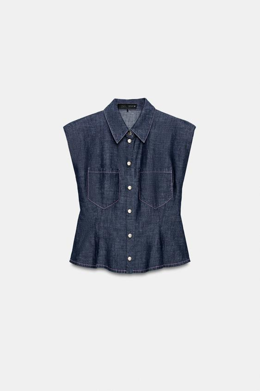 ZARA РУБАШКА С БАСКОЙ, ИНДИГО