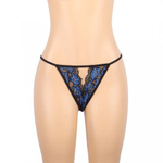 Комплект белья: корсет с подвязками и стрингами черно-синий (размер XS-S)