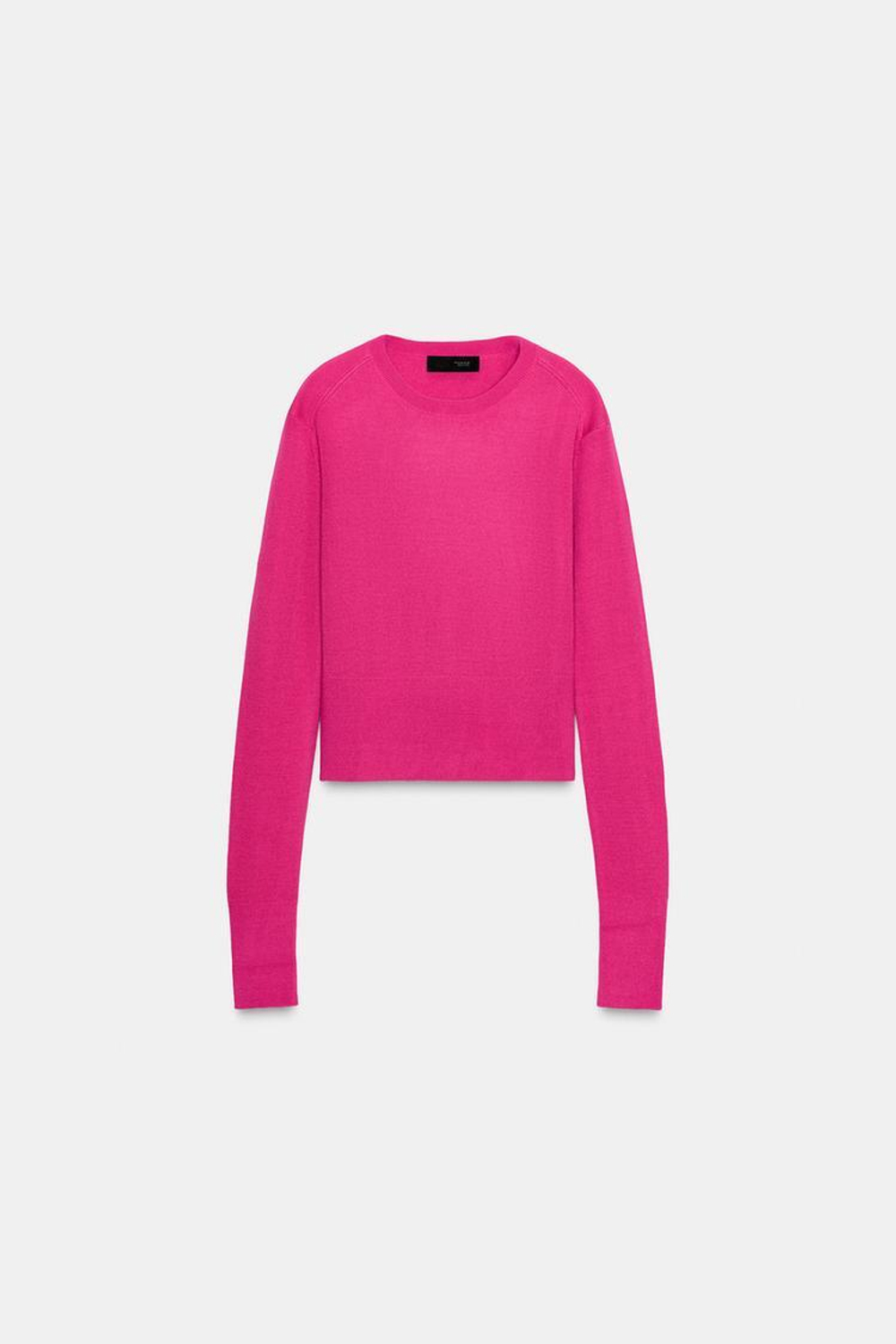 ZARA ОДНОТОННЫЙ СВИТЕР ИЗ СМЕСОВОЙ ШЕРСТИ, ТЕМНАЯ ФУКСИЯ