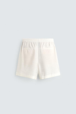 ZARA ШОРТЫ RELAXED FIT ИЗ СТРУЯЩЕЙСЯ ТКАНИ, ЖЕЛТОВАТО-БЕЛЫЙ