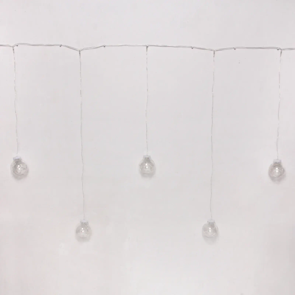 Гирлянда для дома бахрома «Шар» ш2,5 м* в0,5/0,8м 200 ламп LED, d-8 см, 1 реж, IP-20, Белый