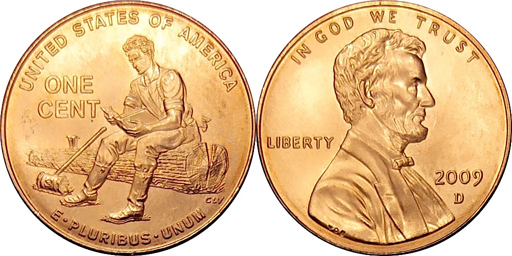 США 1 цент, 2009 200 лет со дня рождения Авраама Линкольна - Юность в Индиане