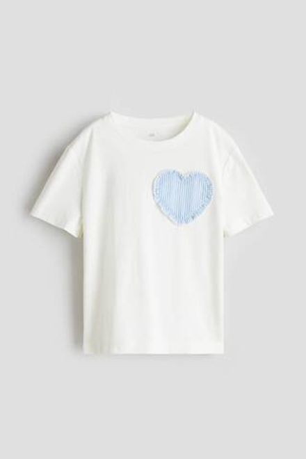 H&M Футболка с контрастными деталями, белый/синий