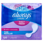 Always, Daily Fresh, ежедневные вкладыши, тонкие, обычные, без запаха, 120 вкладышей