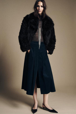 ZARA ЮБКА МИДИ ИЗ ВЕЛЬВЕТА — ZW COLLECTION, СИНИЙ