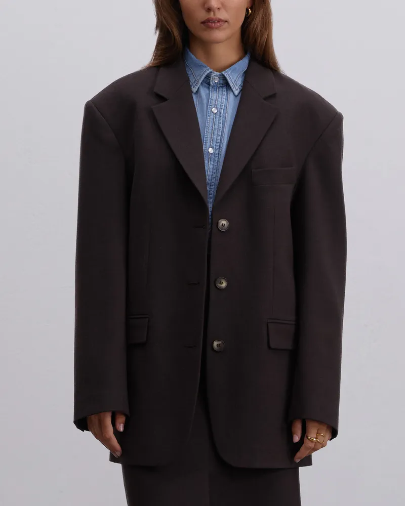 Шерстяной жакет прямого кроя коричневый