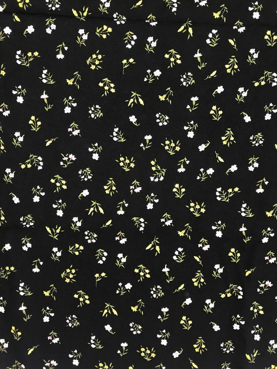 штапель принт ветки мелкие желтые на черном D13C1