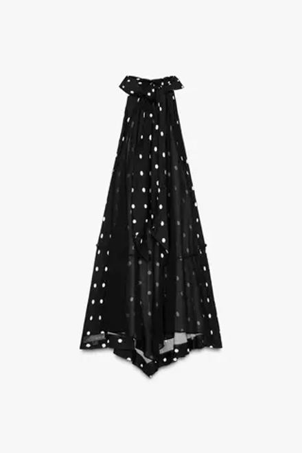 ZARA ТОП В ГОРОШЕК С ГОРЛОВИНОЙ ХАЛТЕР — ZW COLLECTION, ЧЕРНЫЙ/ЭКРЮ