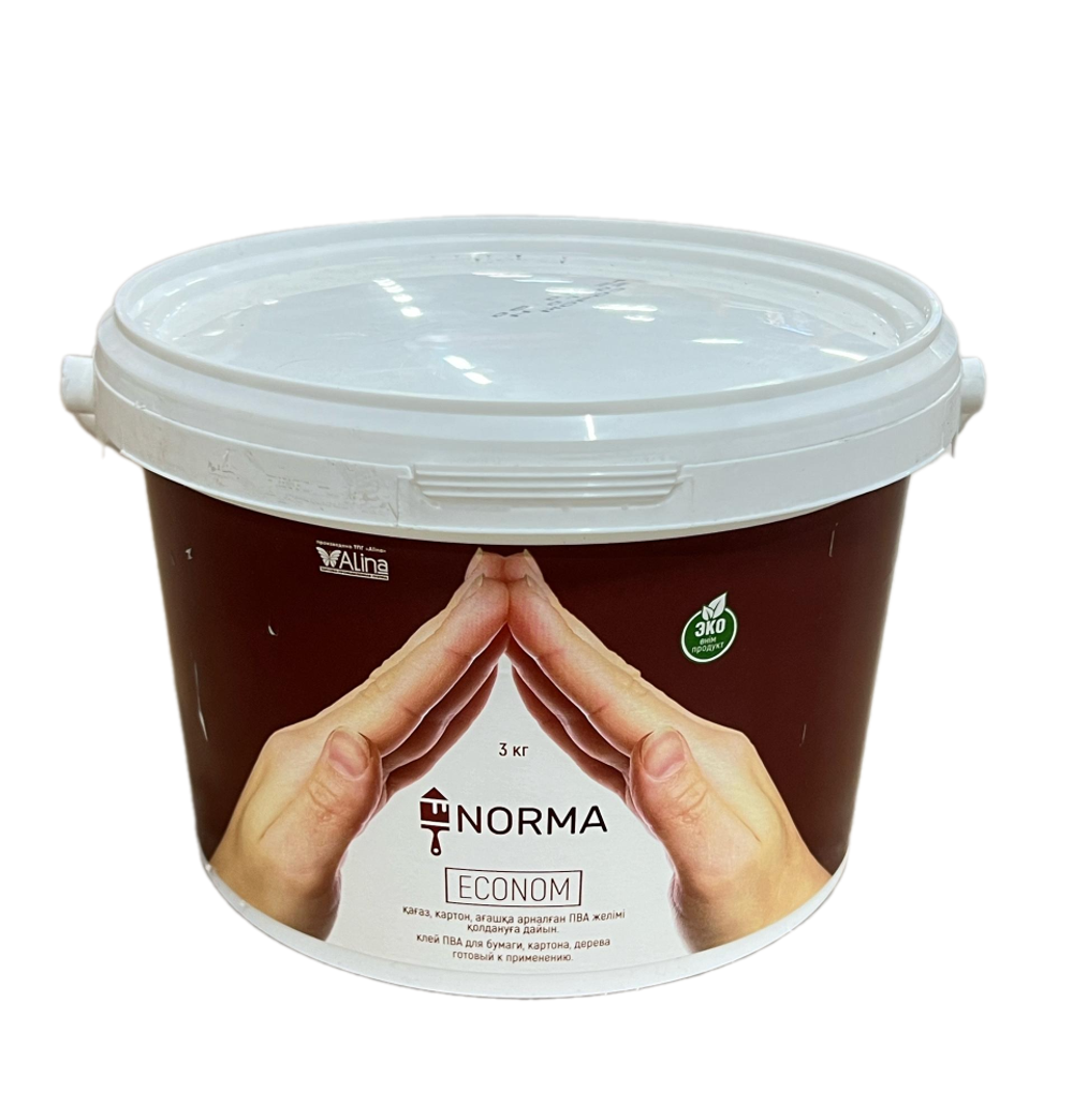 КЛЕЙ ПВА NORMA ECONOM Д/БУМАГИ/КАРТОНА/ДЕРЕВО 3КГ