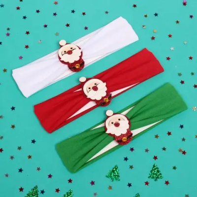 Повязка на голову детская «New Little Mi Mi - Весёлый Дед Мороз», микс 3 цвета, 4*16.5см