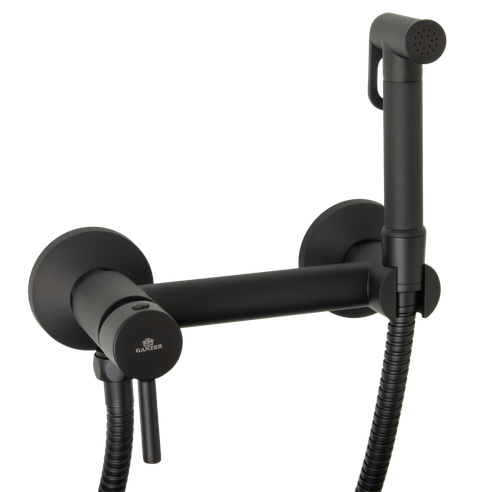 12202-C Set Смеситель для гиг. душа КРУГ (ЧЕРНЫЙ)  GANZER  (10/1шт)