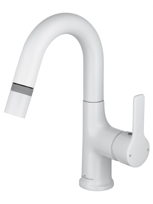 Смеситель для раковины с выдвижным изливом WONZON & WOGHAND, Белый матовый (WW-FE01L212-MW)