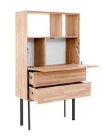 Комод 85х32х151 Виби с 2 ящиками и дверью, массива дуба на металлических ножках, в стиле лофт, Dipriz