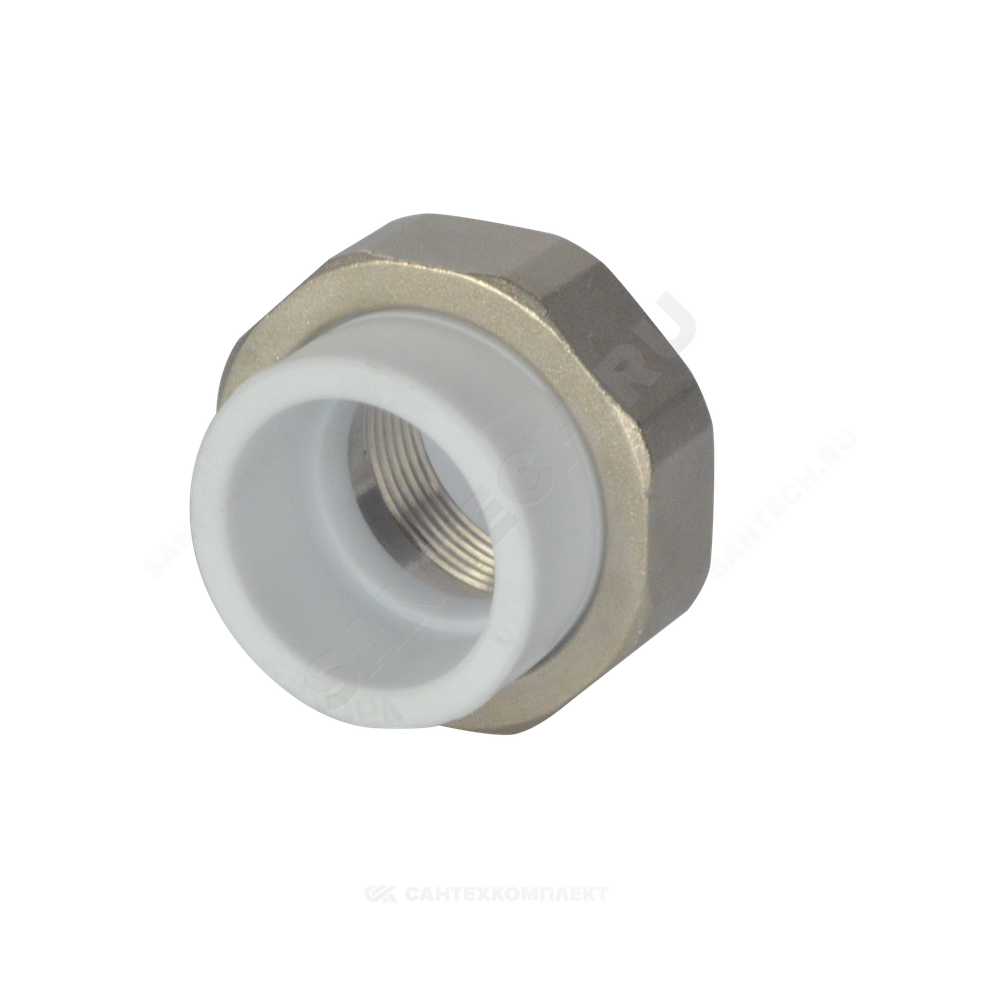 Муфта PP-R комбинированная разъемная белая Дн 25х3/4" ВР усиленная VALFEX 10157020У