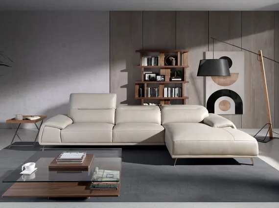 Угловой диван Angel Cerda KF112-R, серая кожа